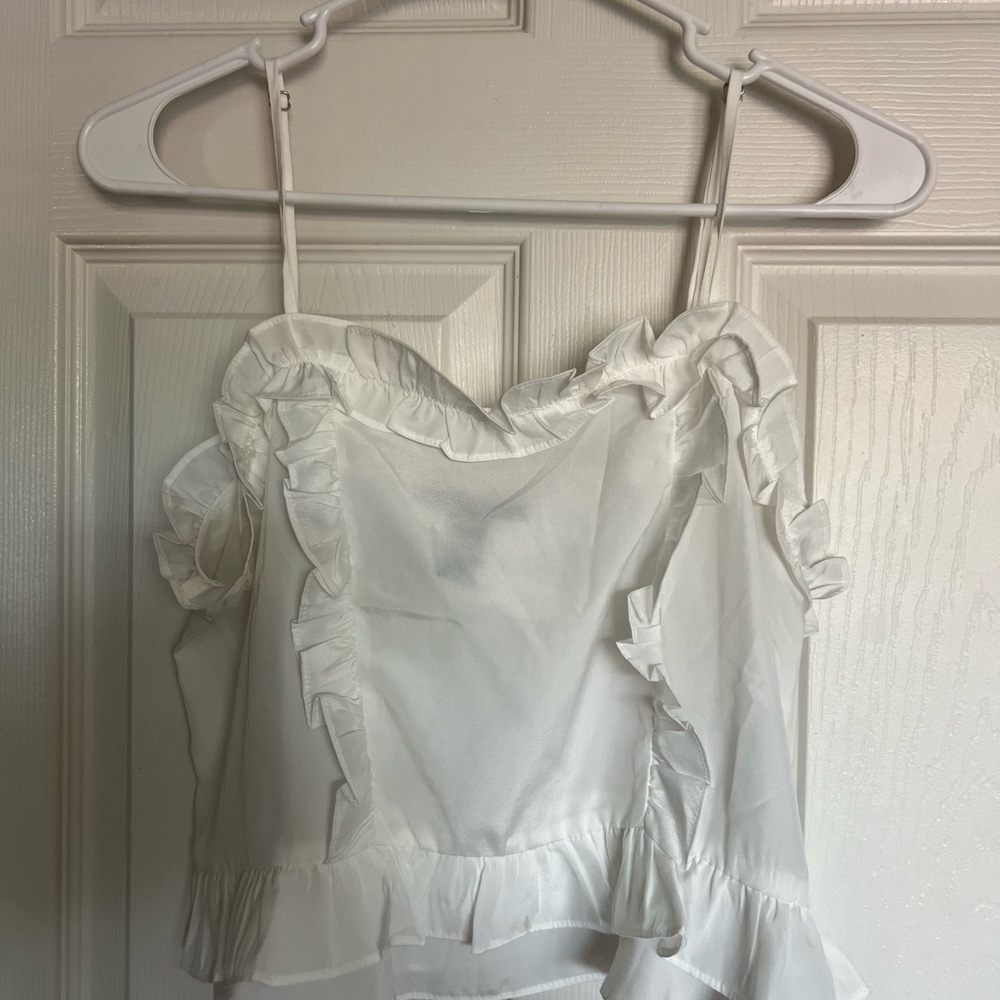 White Ruffled Sleeveless Top